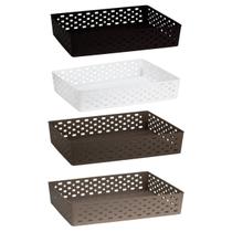 Cesto Organizador Multiuso Grande Quadrado 5,5 Litros Branco Preto Café Bege