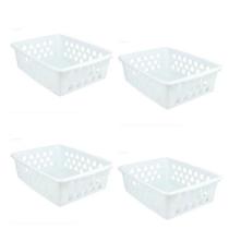 Cesto Organizador Multiuso Kit 4 Peças 12x6x16cm P Branco Cesto Organizador Multiuso Kit 4 Peças 12x6x16cm P Branco