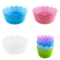 Cesto Organizador Multiuso Redondo Casa Decoração Cestinha Plástica Colorida Redonda 19x8CM Útil Bazar