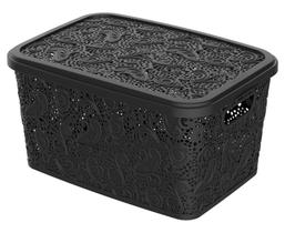 Cesto organizador multiuso renda floral preto 10lts uninjet Cesto organizador multiuso renda floral preto 10lts uninjet