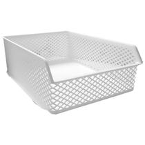 Cesto Organizador Multiuso Retangular Branco Telado de Plástico Empilhável