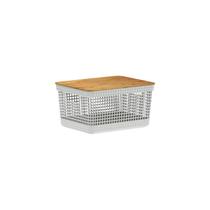 Cesto organizador Ou 8L com tampa de bambu Linha Grid Cesto organizador Ou 8L com tampa de bambu Linha Grid