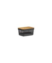 Cesto Organizador OU Grid com Tampa de Bambu 2,5 Litros Preto