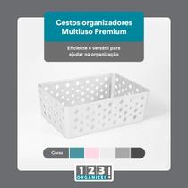 Cesto Organizador Plástico Branco 123Organizei 19x13,5x6,5Cm