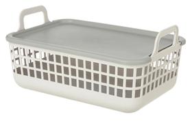 Cesto organizador plastico empilhavel 9 litros c/tampa cinza