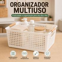 Cesto Organizador Plástico FWB Multiuso 29,5x23x12,8 Branco/Cinza para Armários e Despensa Cesto Organizador Plástico FWB Multiuso 29,5x23x12,8 Branco/Cinza para Armários e Despensa