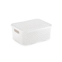 Cesto Organizador Pp Telado Rattan Com Tpa Branco - 138106 Cesto Organizador Pp Telado Rattan Com Tpa Branco - 138106