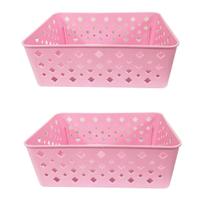 Cesto Organizador Premium Rosa 123Organizei 19x13,5x6,5Cm