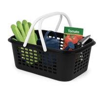 Cesto Organizador Preto Com Alças Brancas de Plástico Resistente Capacidade 8,5 Litros