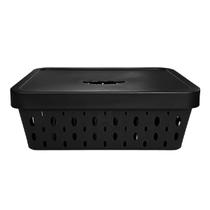 Cesto organizador preto com tampa 11 litros Cesto organizador preto com tampa 11 litros
