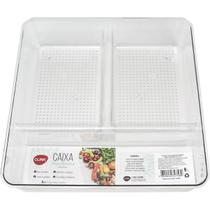 Cesto Organizador Quadrado Com 3 Divisórias Para Geladeira