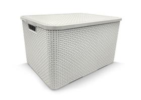 Cesto Organizador Rattan 40 Litros C/ Tampa Branco Arqplast 25601