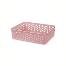 Cesto Organizador Rattan Armário Gaveta Lavanderia M (24x19) Rosé