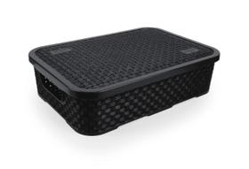 Cesto Organizador Rattan com Tampa em Plástico Preto 32,3x22,5x8,3cm 4,5L - Nitron Cesto Organizador Rattan com Tampa em Plástico Preto 32,3x22,5x8,3cm 4,5L - Nitron
