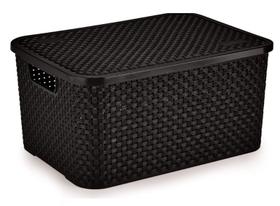 Cesto Organizador Rattan com Tampa em Plástico Preto 38,5x28x19cm 16L - Nitron Cesto Organizador Rattan com Tampa em Plástico Preto 38,5x28x19cm 16L - Nitron