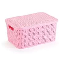 Cesto organizador rattan com tampa - rosa grande Cesto organizador rattan com tampa - rosa grande