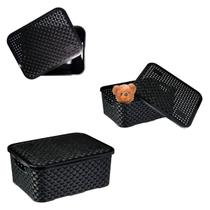 Cesto Organizador Rattan Multiuso 2L Com Tampa 25cm
