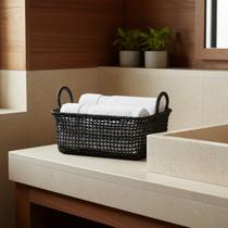 Cesto Organizador Rattan Preto Decorativo Lavanderias 40cm Cesto Organizador Rattan Preto Decorativo Lavanderias 40cm