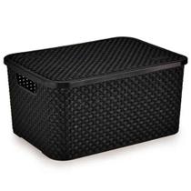 Cesto Organizador Rattan Preto Tam. G Ref.069/p Nitron Cesto Organizador Rattan Preto Tam. G Ref.069/p Nitron