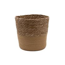 cesto organizador redondo com alças 25cm de palha seagrass e corda - Oikos