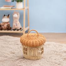 cesto organizador redondo com tampa e alça 25cm cogumelo de bambu multiuso - Oikos cesto organizador redondo com tampa e alça 25cm cogumelo de bambu multiuso - Oikos