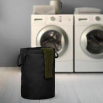 Cesto Organizador Redondo Dobrável Preto para Roupas Sujas e Brinquedos Cesto Organizador Redondo Dobrável Preto para Roupas Sujas e Brinquedos