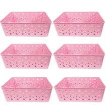 Cesto Organizador Rosa 123Organizei 19x13,5x6,5Cm Plástico