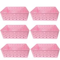 Cesto Organizador Rosa 123Organizei 19x13,5x6,5Cm Plástico