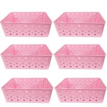 Cesto Organizador Rosa 123Organizei 19x13,5x6,5Cm Plástico