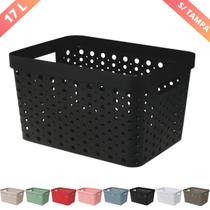 Cesto Organizador s/ Tampa Trama Rattan 17L Usual Utilid.