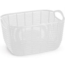 Cesto Organizador Vime De Plástico Médio P/ Banheiro Branco