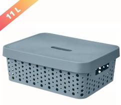 Cesto Organizadora Multiuso com Tampa Azul 11 Litros