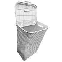 Cesto P/ Roupa Suja Retangular 72 Lts Rattan C/ Tampa Branco