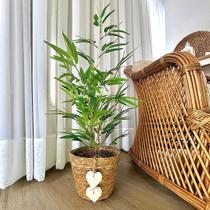 Cesto palha natural com árvore de bambu e corações 90ax40l/cm