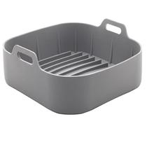 Cesto para Air Fryer 4 Litros Quadrada 21cm em Silicone Cinza UnyHome