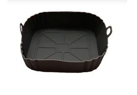 Cesto para Air Fryer 4 Litros Quadrada 21cm em Silicone Preto UnyHome
