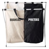 Cesto Para Lavanderia De Poliéster Com Alças E 2 Compartimentos Dobrável 59 X 38 X 57 Cm Lyor Cesto Para Lavanderia De Poliéster Com Alças E 2 Compartimentos Dobrável 59 X 38 X 57 Cm Lyor