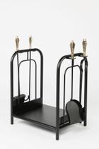 Cesto para lenha com ferramentas com cabo de bronze 632 Gramado haus