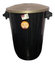 Cesto para Lixo Plasútil Redondo, Corpo Preto Tampa Dourada/Ouro Velho 32,5L Cesto para Lixo Plasútil Redondo, Corpo Preto Tampa Dourada/Ouro Velho 32,5L