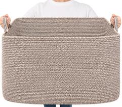 Cesto para Manta de Cuerda de Algodón Tejida Goodpick 60x40x35 cm 85L Cesto para Manta de Cuerda de Algodón Tejida Goodpick 60x40x35 cm 85L