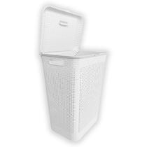 Cesto Para Roupa Suja Retangular 72 Litros Com Tampa Rattan - BRANCO Cesto Para Roupa Suja Retangular 72 Litros Com Tampa Rattan - BRANCO