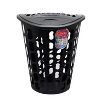 Cesto Para Roupas Telado com Tampa 40 Lts Preto 33x45x57cm