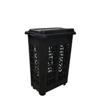 Cesto Plástico com Tampa 60 Litros Preto