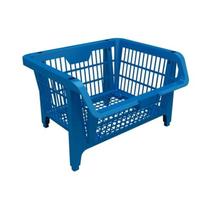 Cesto Plástico Empilhável 43x37cm Azul - Organizador de Estoque e Ferragens Cesto Plástico Empilhável 43x37cm Azul - Organizador de Estoque e Ferragens