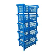 Cesto Plástico Empilhável Presto 43cm Capacidade 40Kg Azul Embalagem com 5 Unidades