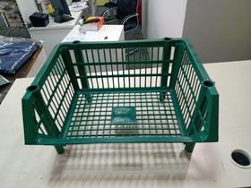 Cesto plástico empilhavel verde kit com 4 peças