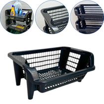 Cesto Plástico Expositor Empilhável Preto 16 Litros Preto Cesto Plástico Expositor Empilhável Preto 16 Litros Preto