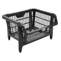 Cesto Plástico Expositor Empilhável Preto 44,5X20,5X35Cm