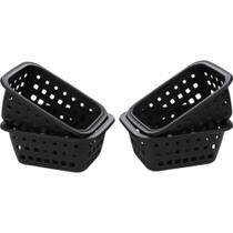 Cesto Plástico Organizador Pequeno Log Preto 4 Unidades - OR52042N - ORDENE