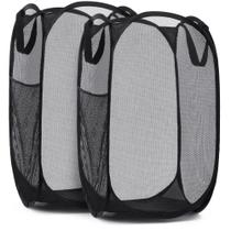 Cesto pop-up Mesh Handy Laundry dobrável, pacote com 2 unidades, preto
